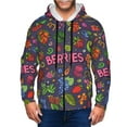 Jgfou Berry Fruits Print Mens Hoodie,Fullzip Zipup Hooded Sweatshirt