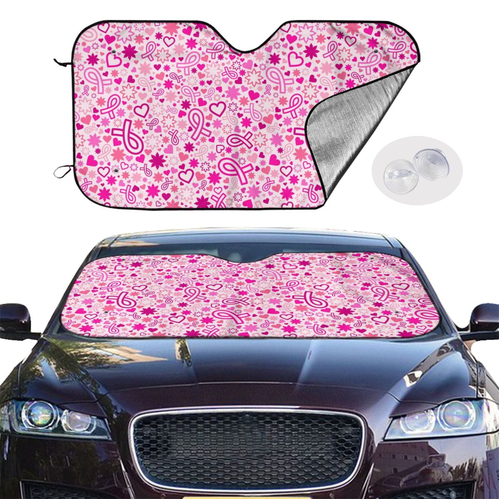 Jgfou Breast Cancer Awareness2 Windshield Sun Shades,Car Sun Shade for Front Window for Car SUV