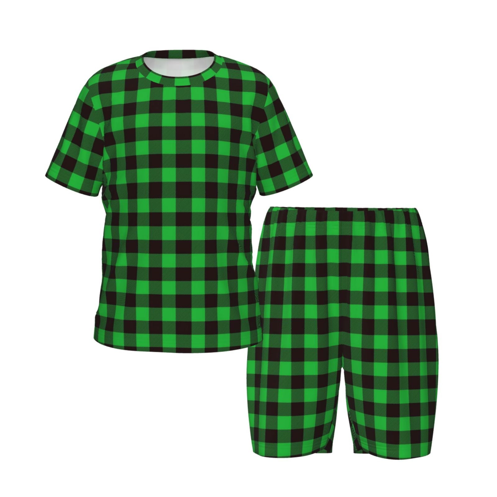 Jgfou Buffalo Plaid Green Black Print Short Set Pajamas for Boys Girls Cotton Sleepwear Summer Pajama Set Pjs Walmart