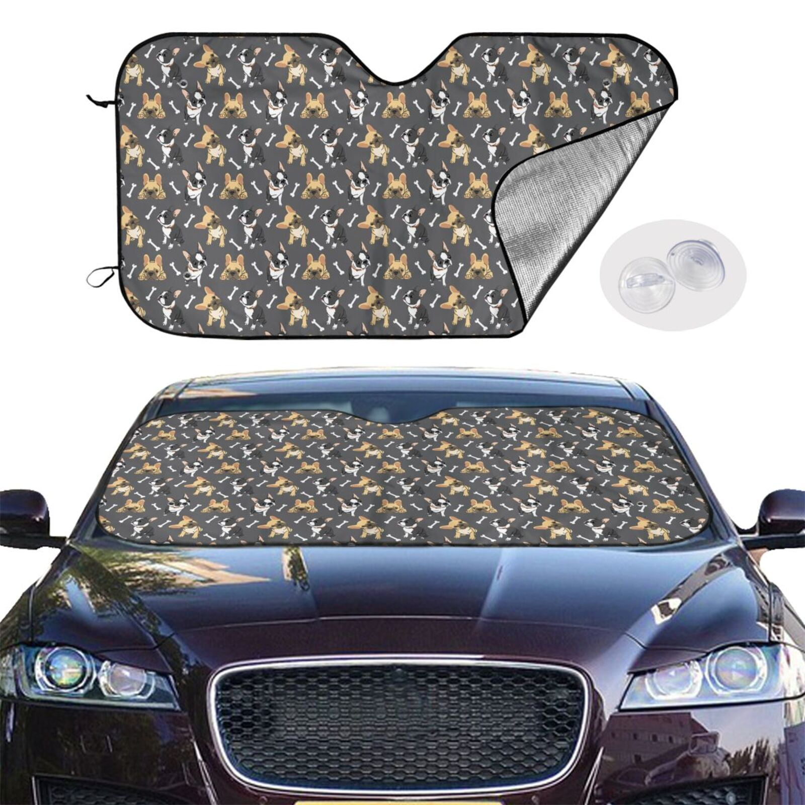 Jgfou Bulldog Print Windshield Sun Shades,Car Sun Shade for Front Window for Car SUV Truck ...