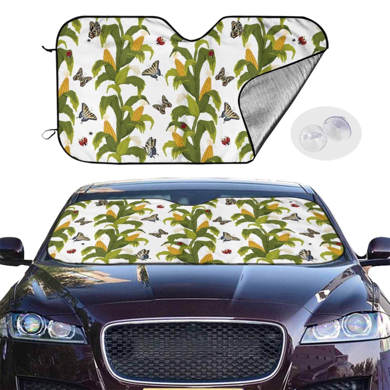 Jgfou Corn And Butterflies Windshield Sun Shades,Car Sun Shade for ...