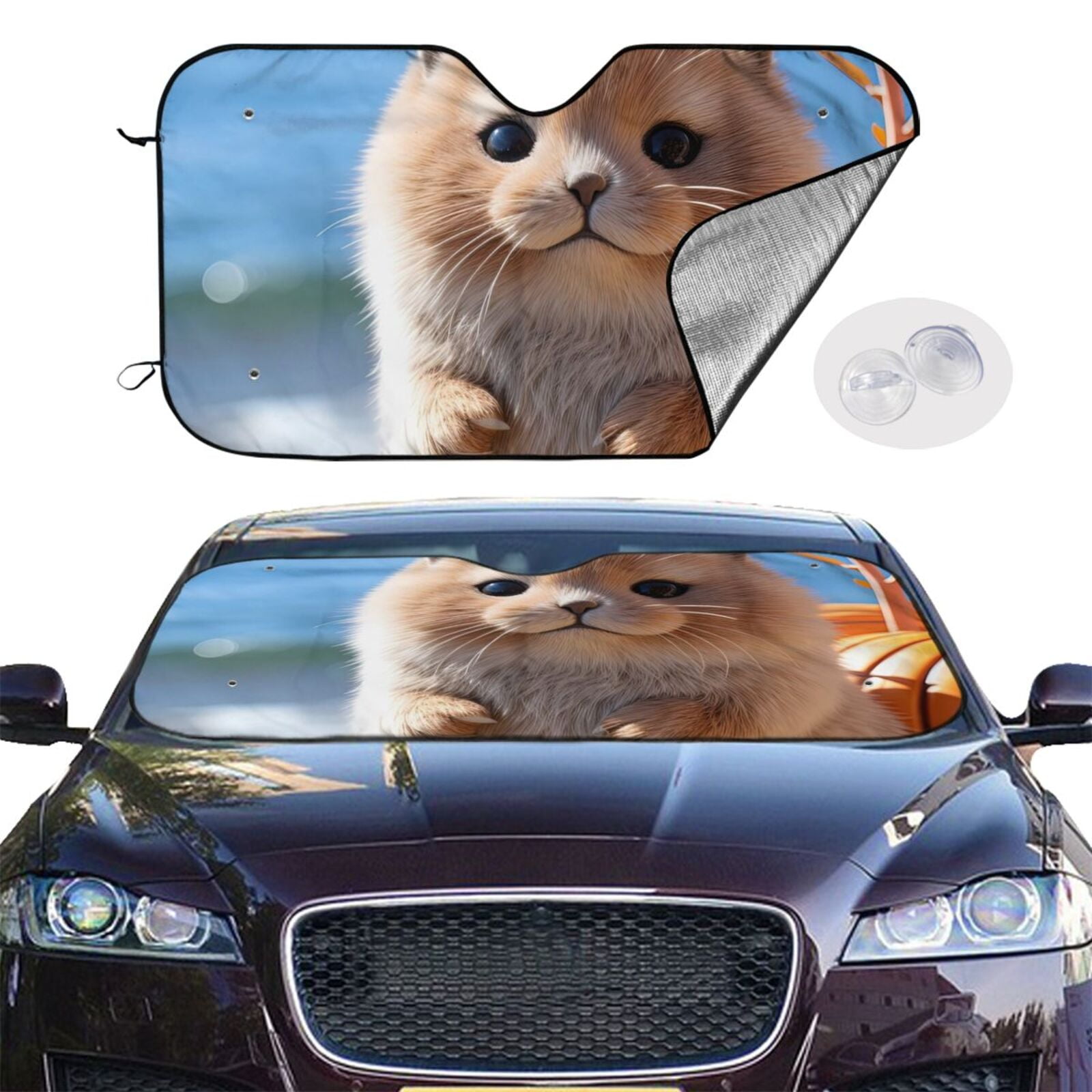 Jgfou Cute Guinea Pig Sea Windshield Sun Shades,Car Sun Shade for Front
