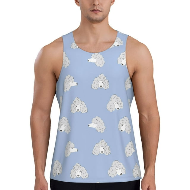 Jgfou Cute Poodle Dog Pattern Quick Dry Workout Tank Top Gym Muscle Tee