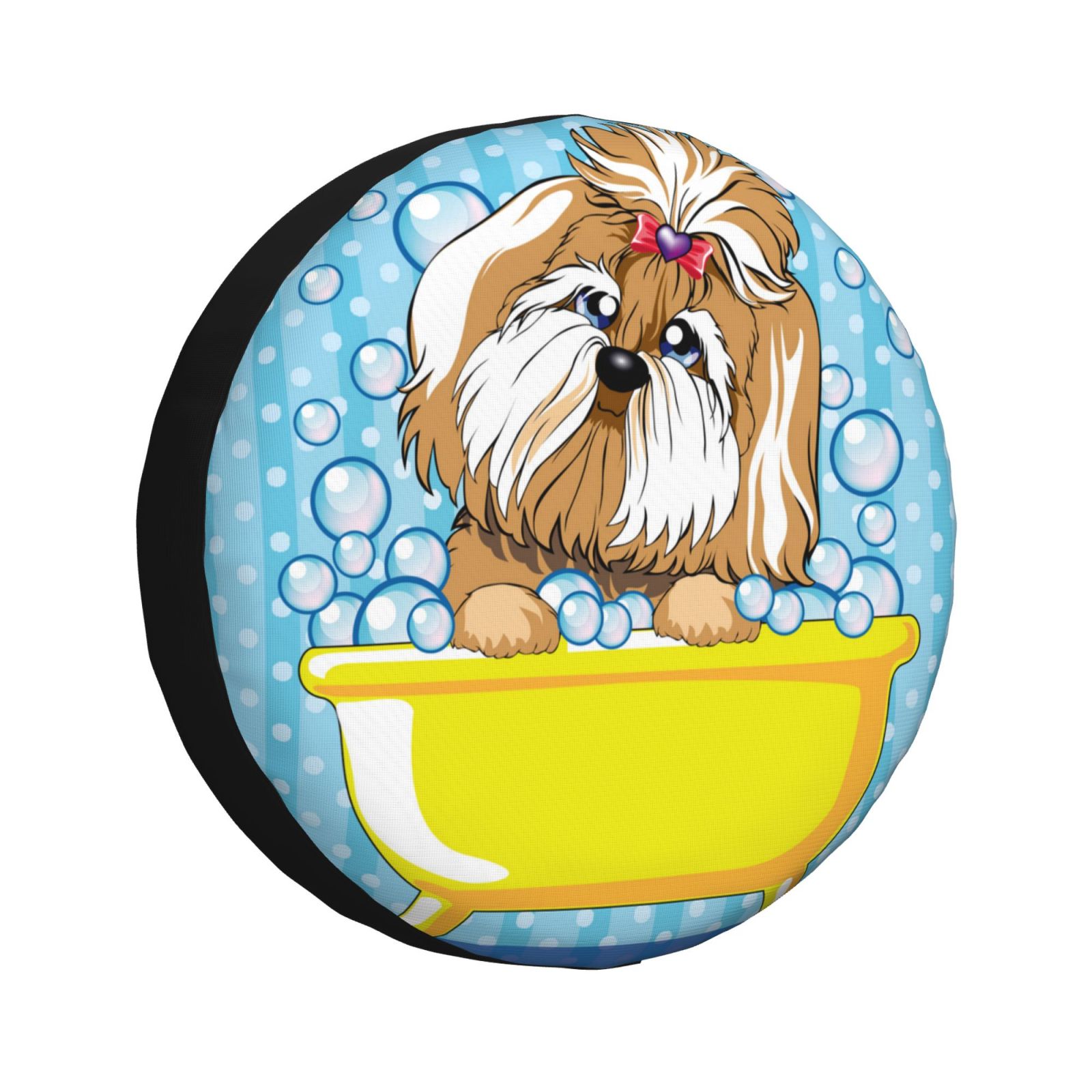 Jgfou Dog Takes a Bath in the Bathtub Print Spare Tire Cover