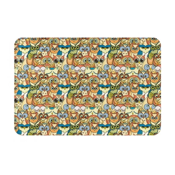 Kdxio Doodle Owls Pattern Door-Mats Non-Slip Front Door Mat for Indoor Outdoor Entrance Decor 16 X 24 Inch