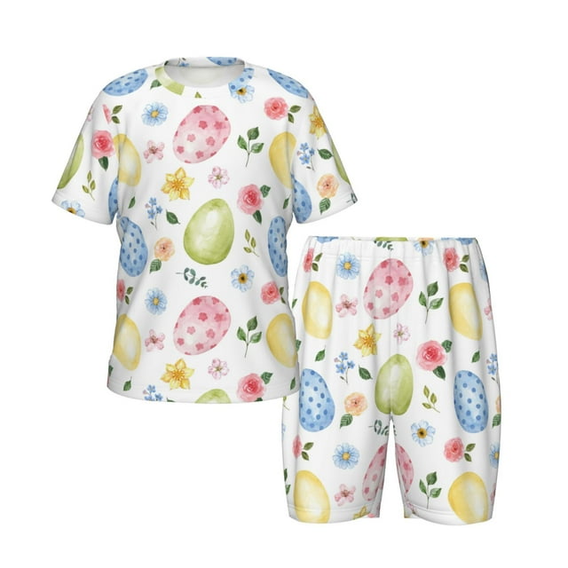 Jgfou Easter Egg3 Print Short Set Pajamas for Boys Girls Cotton ...