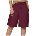 thumbnail image 1 of Xudanell Shorts For Women Knee Length Cotton Linen Wide Leg High Waisted Beach Summer Pants Casual Vacation Short Pant(Red,XXXL), 1 of 7