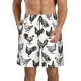 Jgfou Funny Chicken for Men's Swim Trunks Hawaiian Bathing Mesh Lining