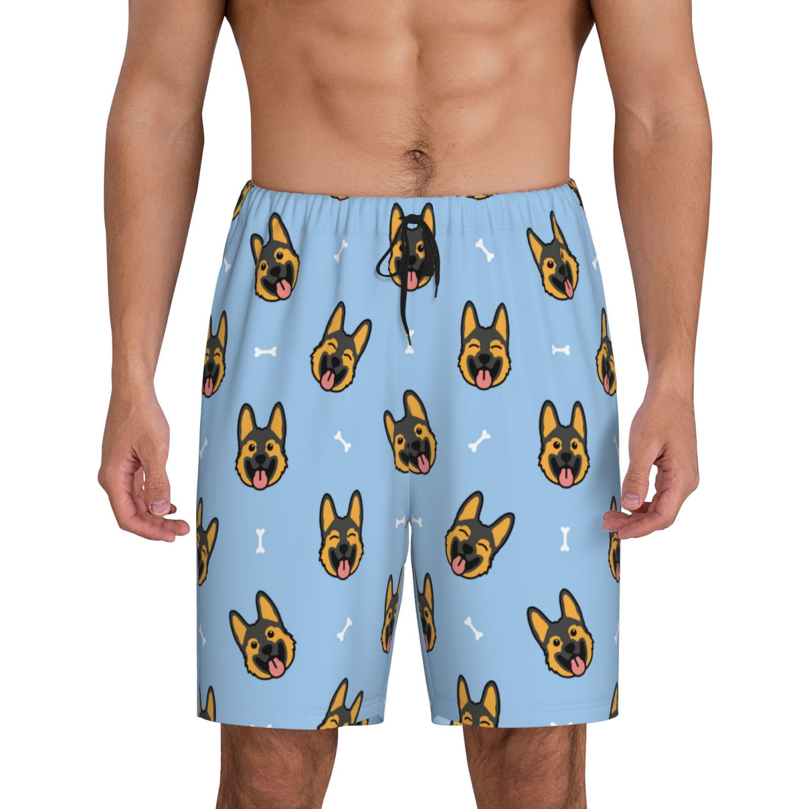 Jgfou German Shepherd Puppy Print Pajama Shorts Mens Pajama Pants with