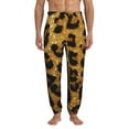 Jgfou Golden Leopard Glitter Print Sweatpants for Men Joggers Men's