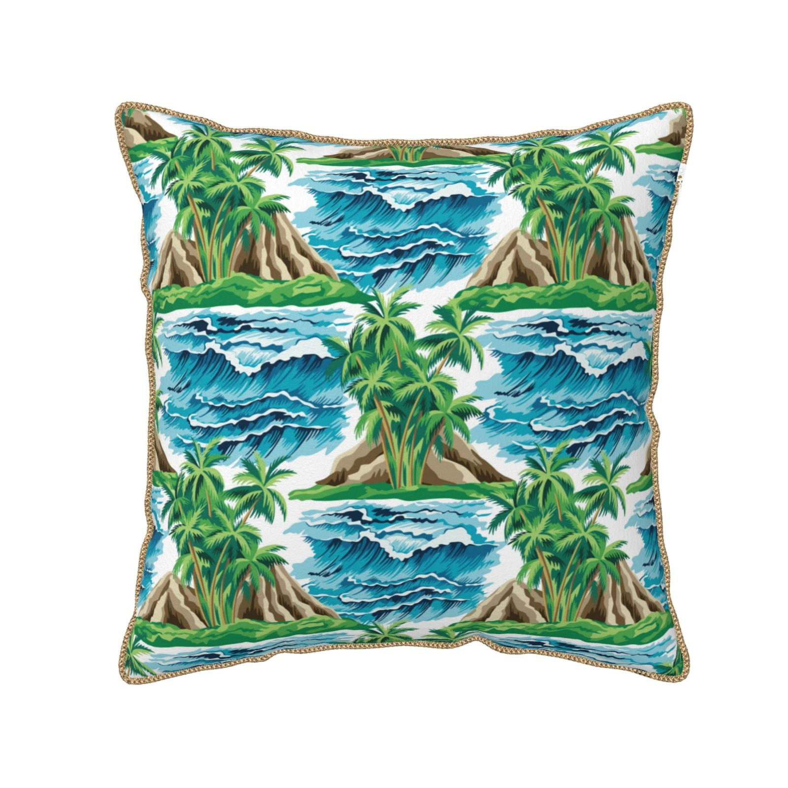 Jgfou Hawaii Palms Print Soft Velvet Throw Pillow Covers, Square 