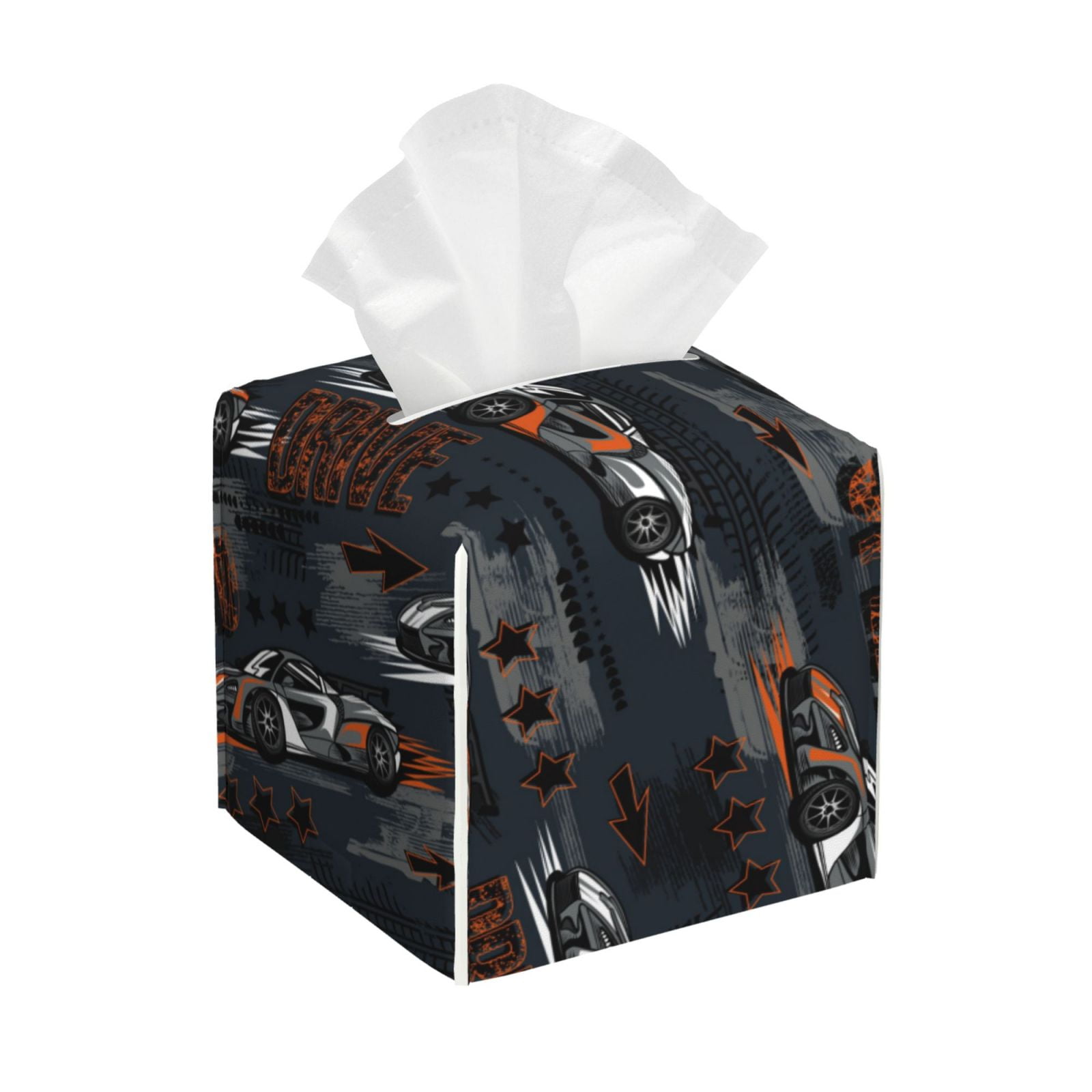 Jgfou Leather Tissue Box Cover Square Cool Sports Car Print Tissue Box