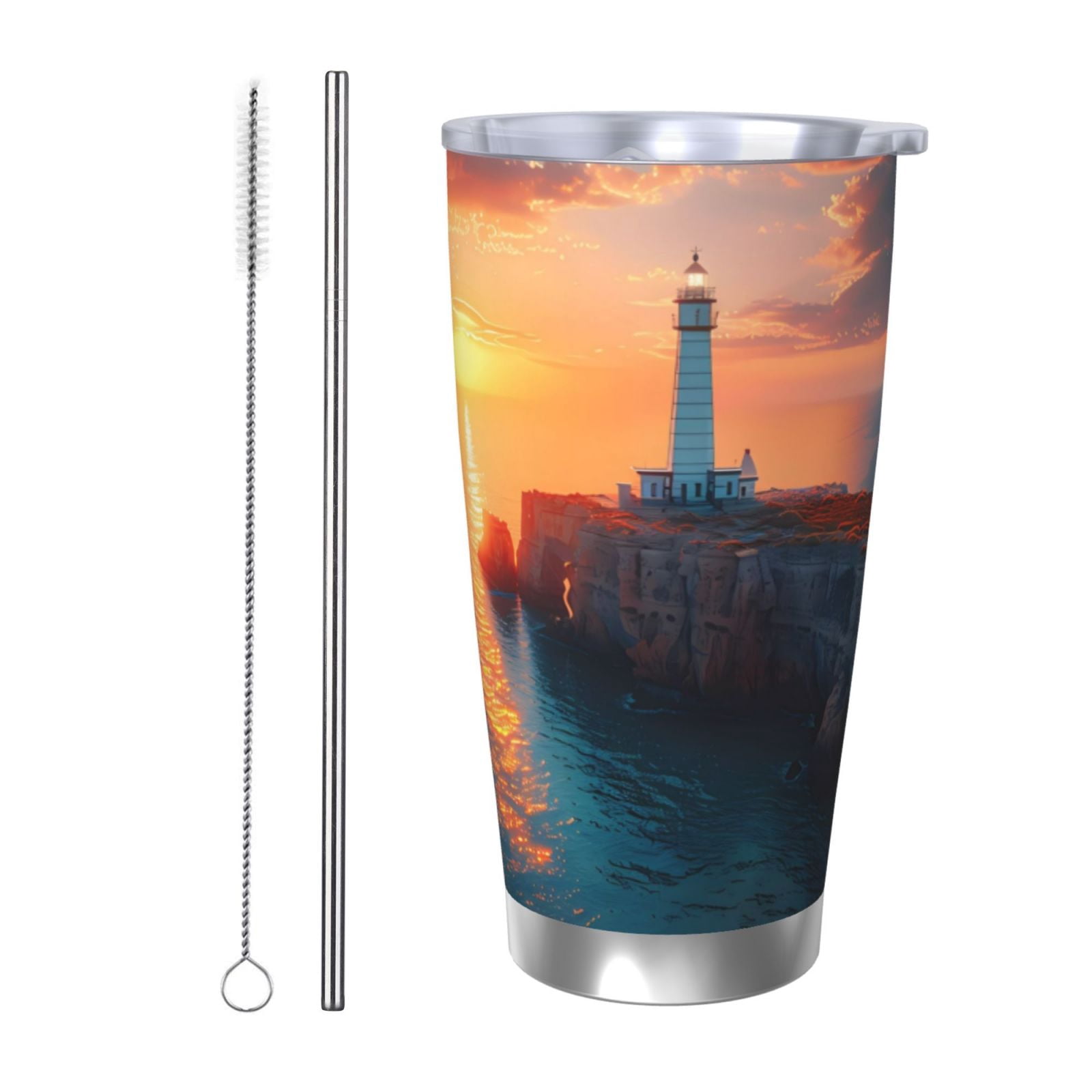 Xigua 17oz Stainless Steel Tumbler With Handle & Straw – Double Wall Vacuum Insulated Travel Mug, Keeps Drinks Hot/Cold For Hours