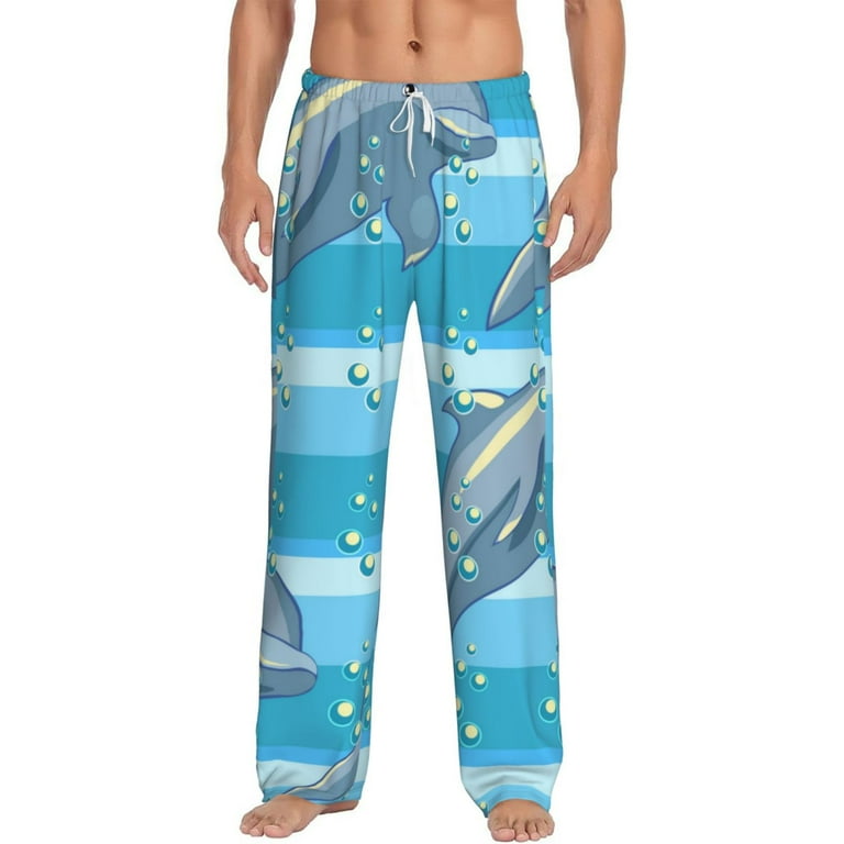 Jgfou Mens Pajama Pants Dolphin for Sleep Lounge Pants Drawstring Pj Bottoms with Pockets X Large Walmart