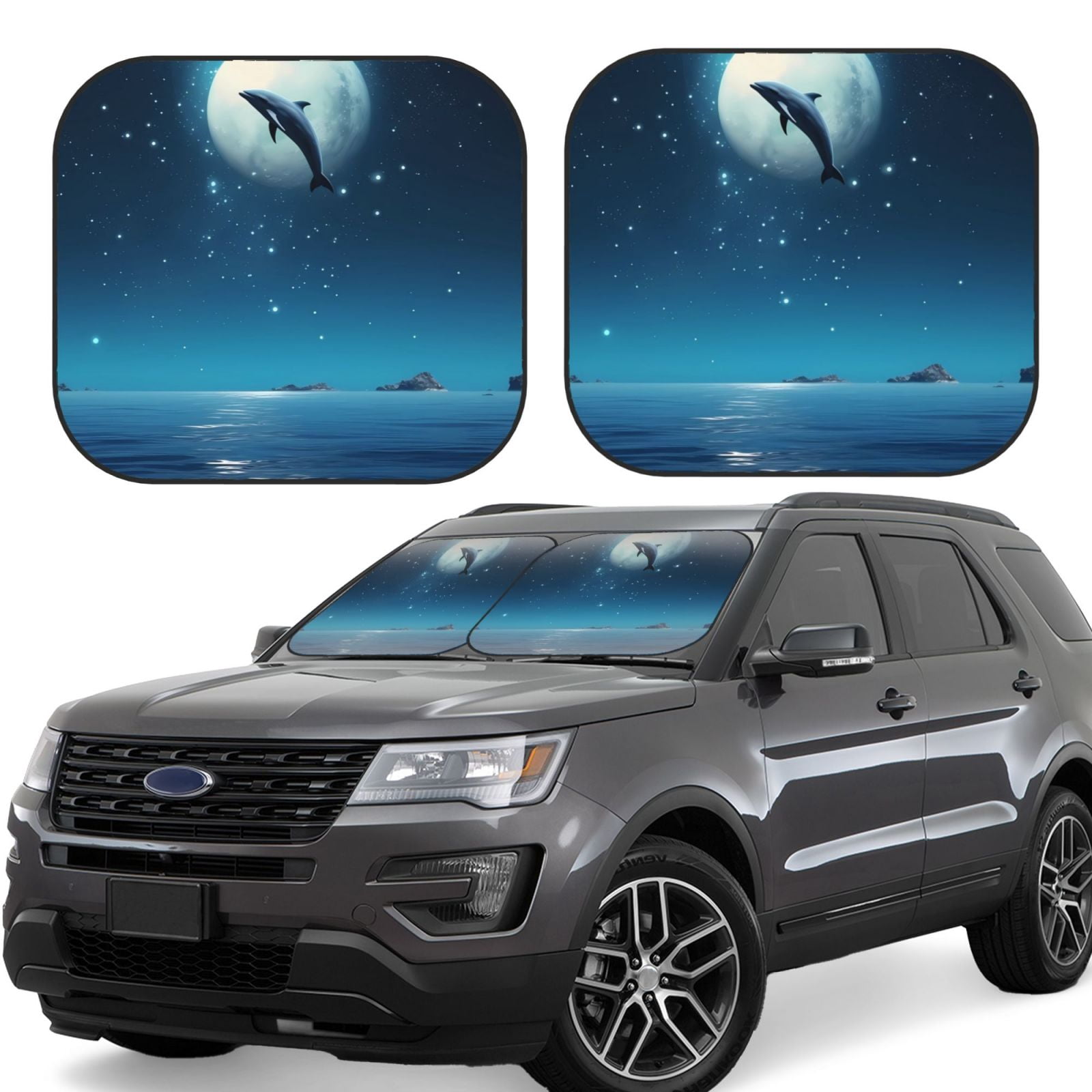 Moon Print Pattern Car Sun Shade