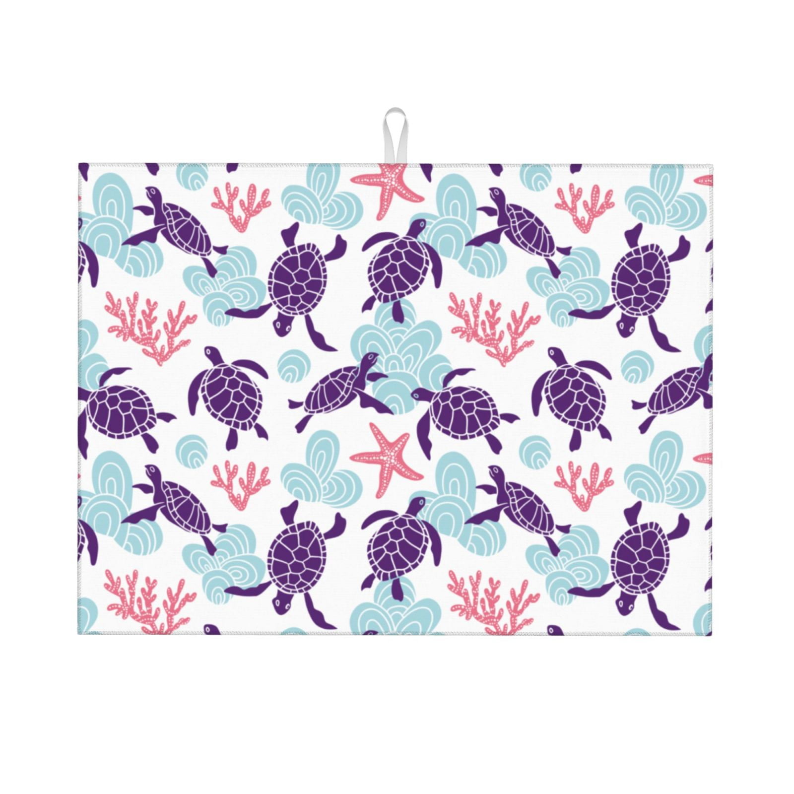 Jgfou Ornamental Turtles Print Dish Drying Mat Large Dish Drying Mats