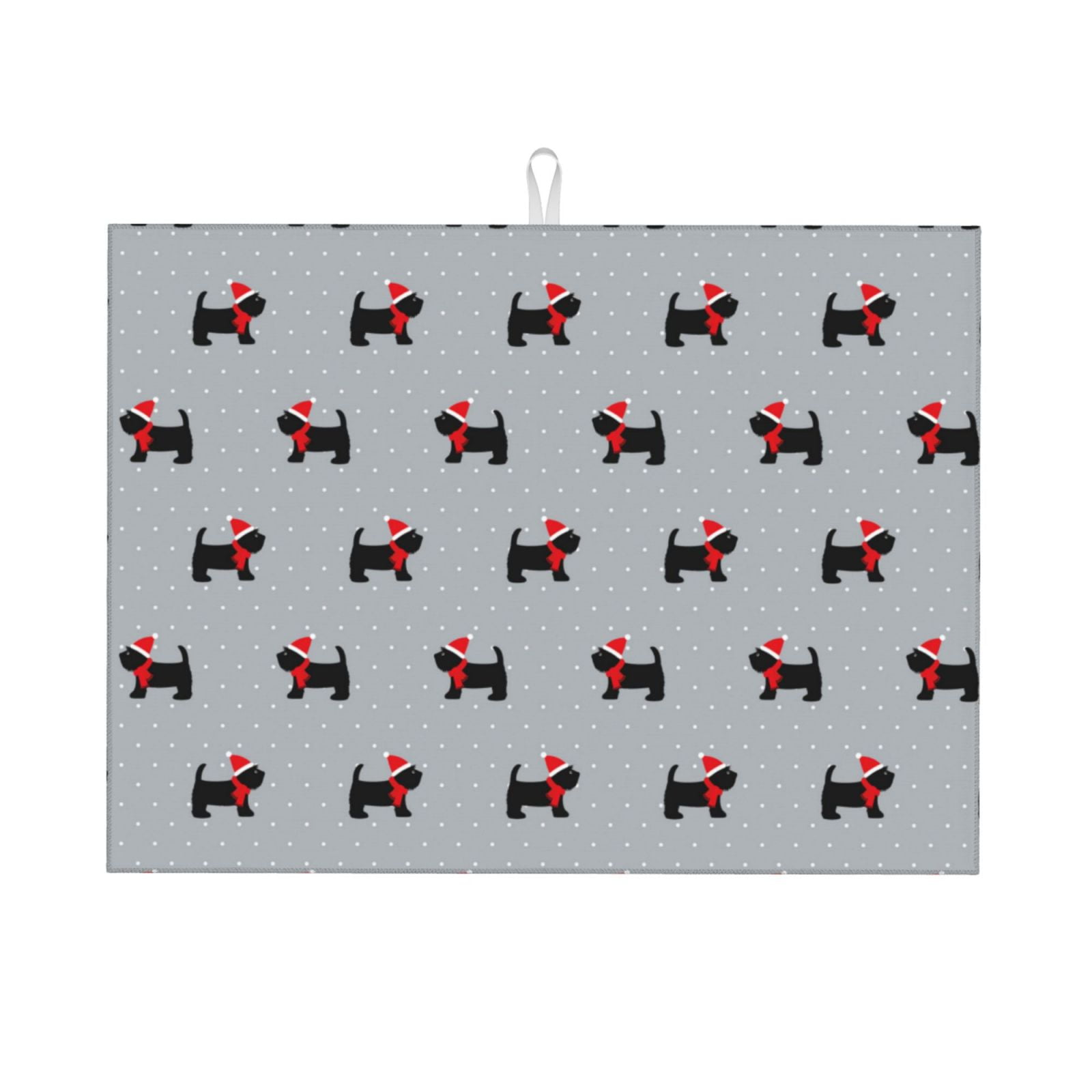 Jgfou Polka Dot Christmas Dog Print Dish Drying Mat Large Dish Drying