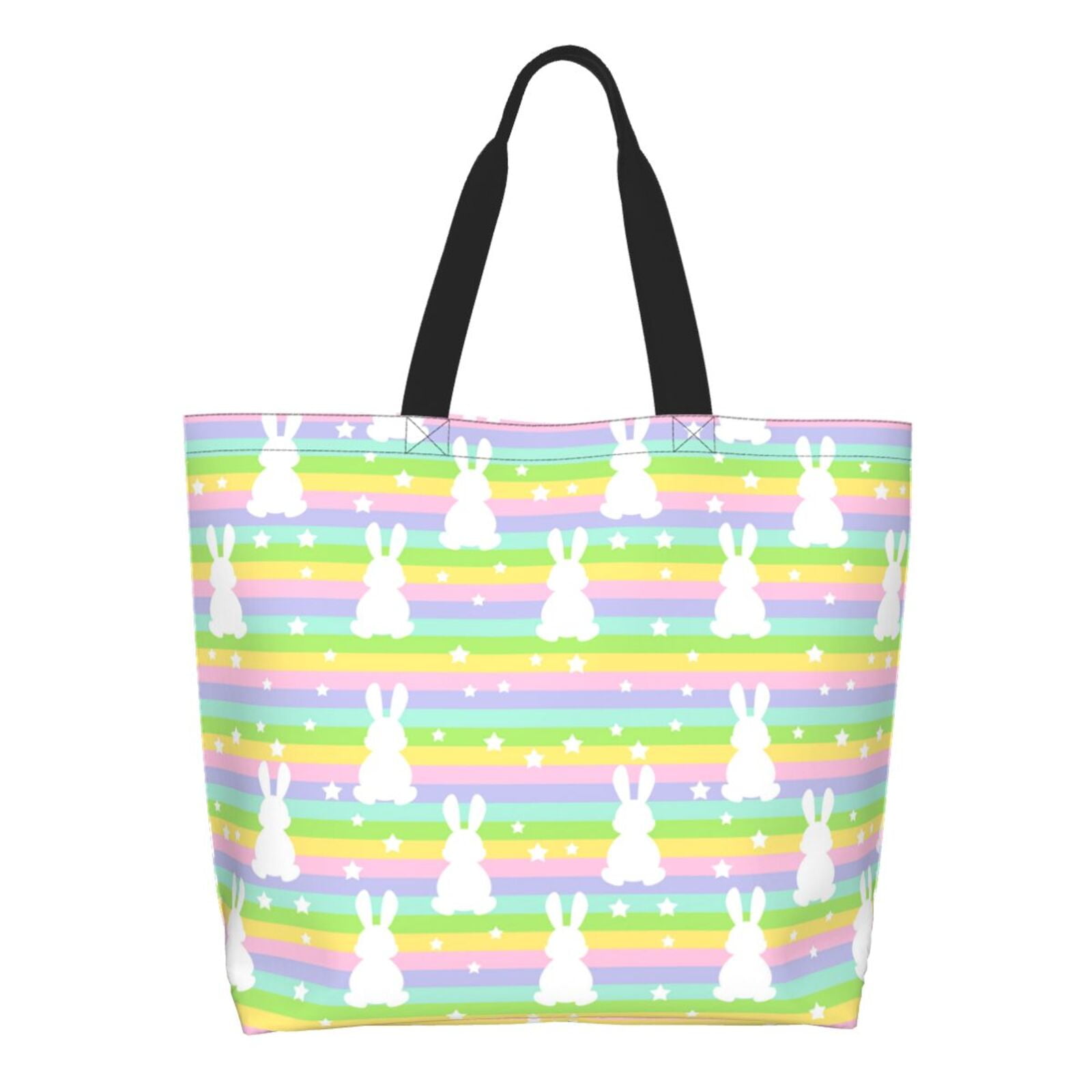 Jgfou Rainbow Rabbit Pattern Shoulder Tote Bag Handle Satchel Handbag