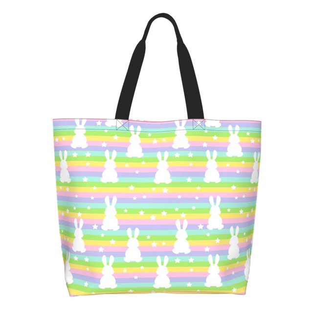 Jgfou Rainbow Rabbit Pattern Shoulder Tote Bag Handle Satchel Handbag