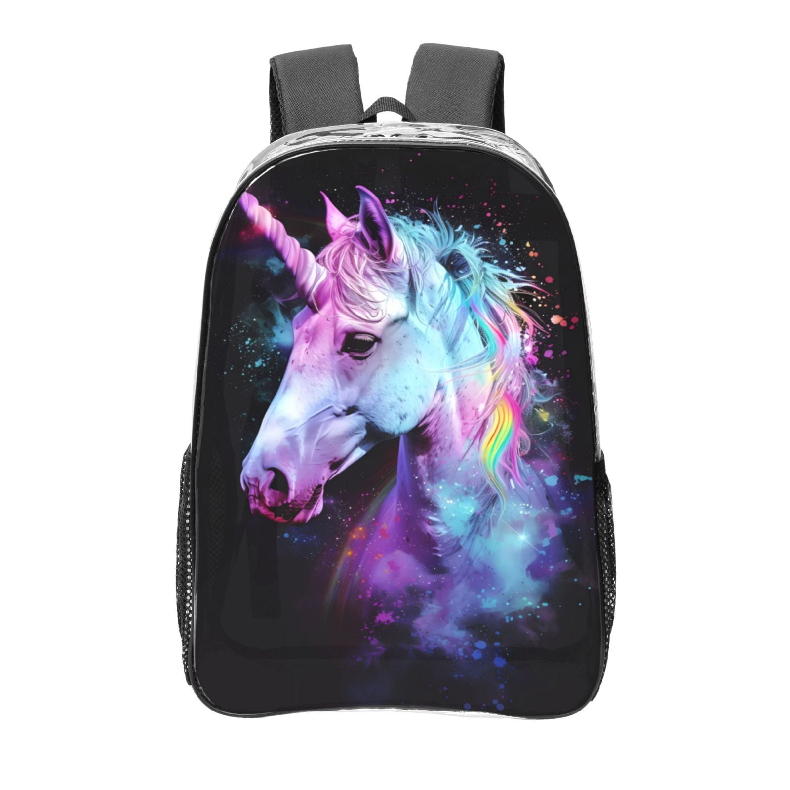 Kids Backpack With White Horse & Flowers Print - School Bookbag For Boys & Girls, 11.6x6.9x16.7 Inches