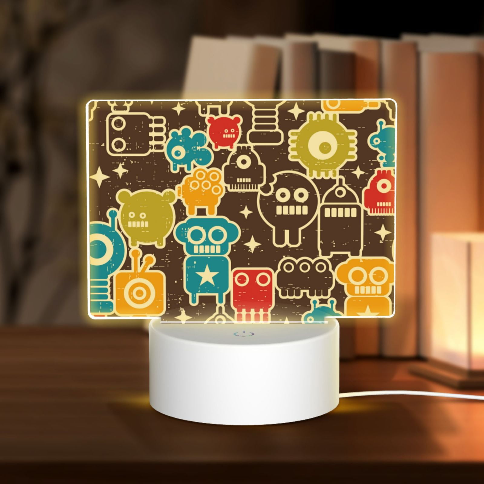 Jgfou Robot and Monsters Rectangular Acrylic Night Light with USB Port ...