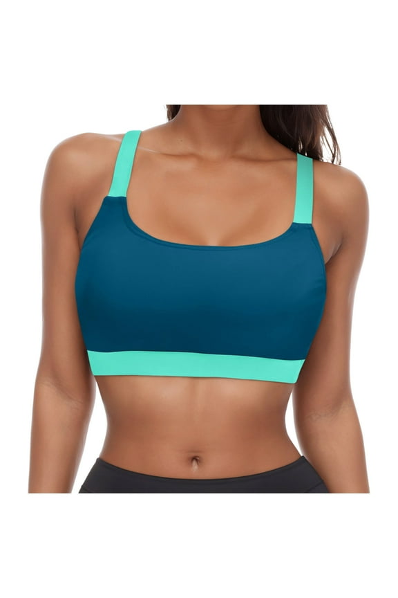 Womens Tummy Control Bathing Suits Modest High Waisted Bikini Cute Halter Swim Suit Top Only No Bottom(Mint Green,L)