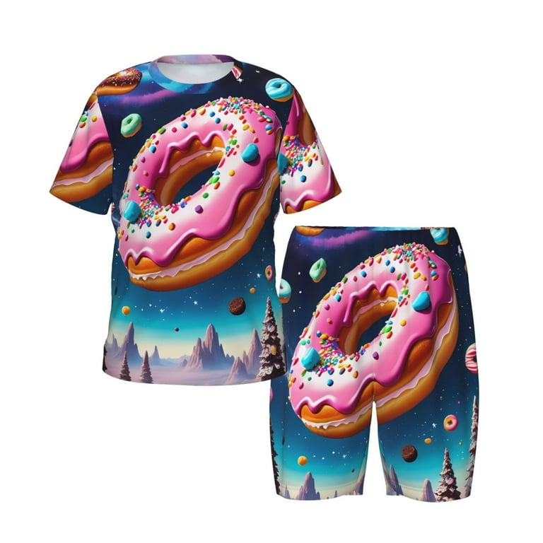Jgfou Starry Sky Pine Tree Donut Print Short Set Pajamas for Boys Girls Cotton Sleepwear Summer Pajama Set Pjs Walmart