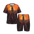 Jgfou Tree Hollow Meditating Giraffe Print Short Set Pajamas for Boys