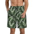 Jgfou Tropical Palm Leaves1 for Men's Swim Trunks Hawaiian Bathing Mesh