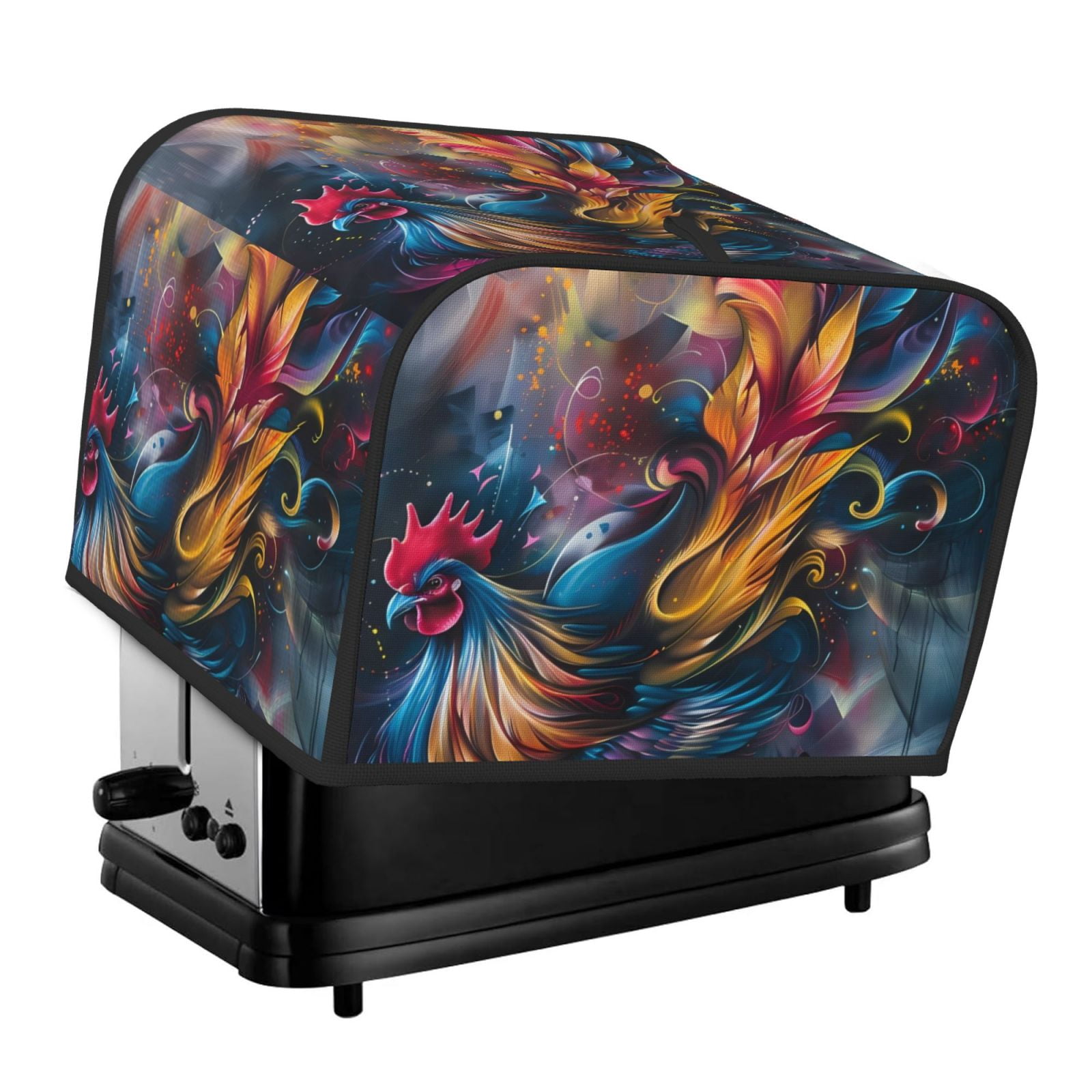 Jgfou Vibrant Rooster Painting Print Toaster Cover Appliance 4 Slice ...
