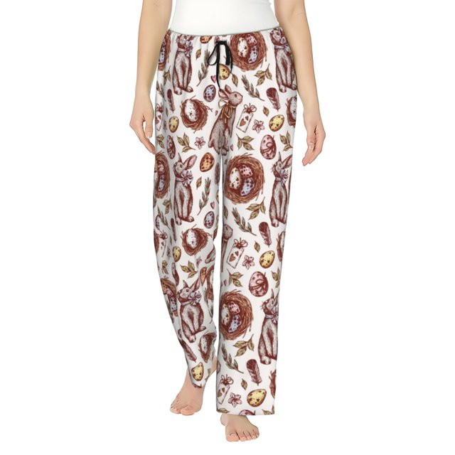 Jgfou Womens Pajama Pants Rabbit And Egg for Sleep Lounge Pants