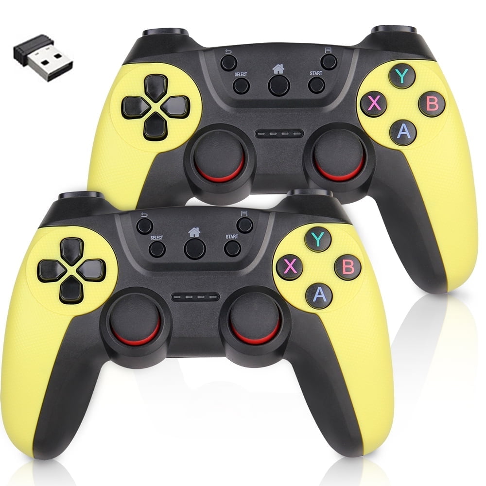 G JGOO 2.4GHz 2 Pack Wireless Game Controller Joystick for Win98/2000/XP/2003/Win7, Yellow, 2 Count