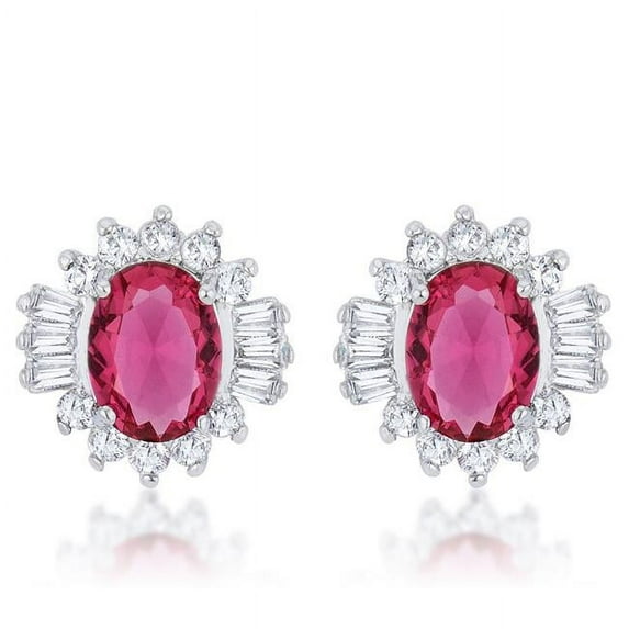Jgoodin Chrisalee 3.3 CT Ruby Cubic Zirconia White Gold Rhodium Classic Stud Earrings