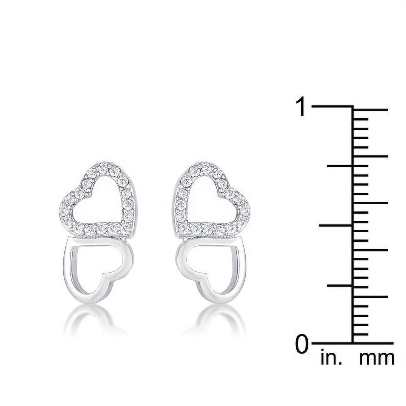 Jgoodin E50186R-C01 0.17 CT Melded Hearts Rhodium & Cubic Zirconia Stud Earrings - Clear