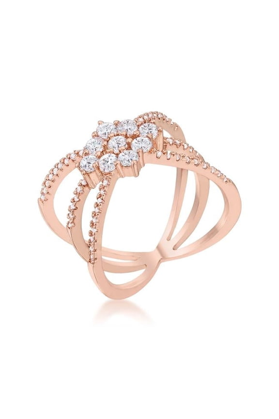 Jgoodin Mindy 0.8 CT Cubic Zirconia Rose Gold Delicate Triple Wrap Ring - Size 8