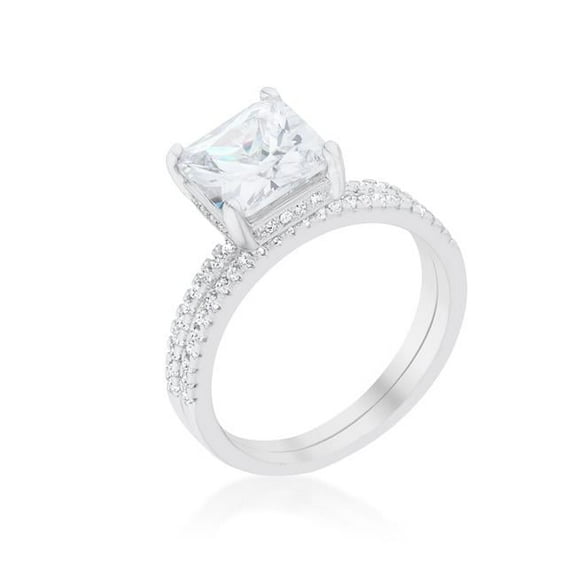 Jgoodin R08444R-C01-08 Womens Princess Solitaire Wedding Set Ring - Size 8