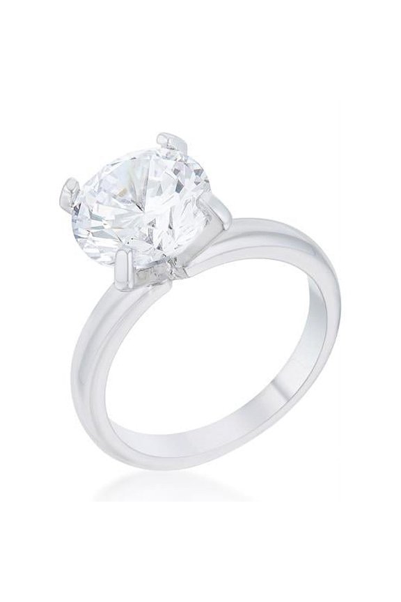Jgoodin R08472R-C01-07 4.4 CT Hanna Cubic Zirconia Rhodium Classic Solitaire Ring - Size 7, Clear