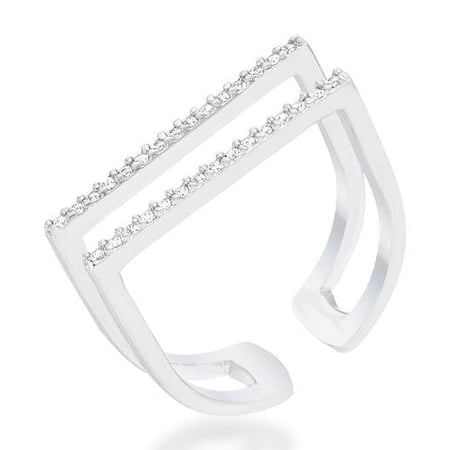 Jgoodin R08484R-C01-10 Womens Jenn 0.2 CT Cubic Zirconia Rhodium Pave Parallel Ring - Size 10