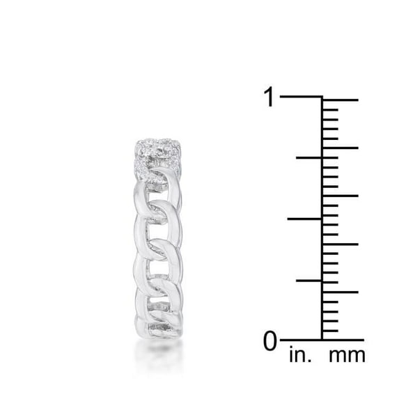 Jgoodin R08559R-C01-09 Interlocking Rhodium Chain Design Ring with Cubic Zirconia - Clear, Size 9