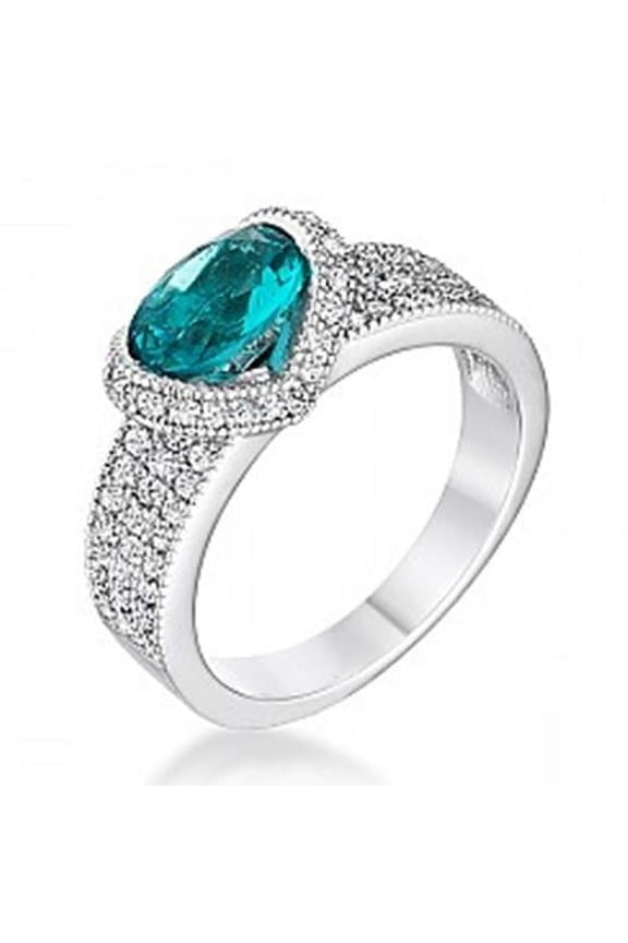 Jgoodin R08566R-C32-05 1.6 Ct Aqua Oval Cubic Zirconia Ring, Size 5