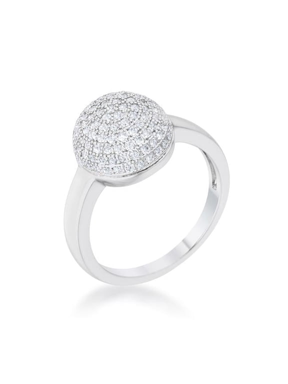 Jgoodin Womens Brie 0.6 CT Cubic Zirconia Rhodium Contemporary Sphere Ring - Size 10