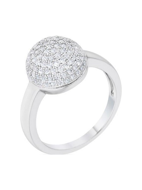 Jgoodin Womens Brie 0.6 CT Cubic Zirconia Rhodium Contemporary Sphere Ring - Size 5