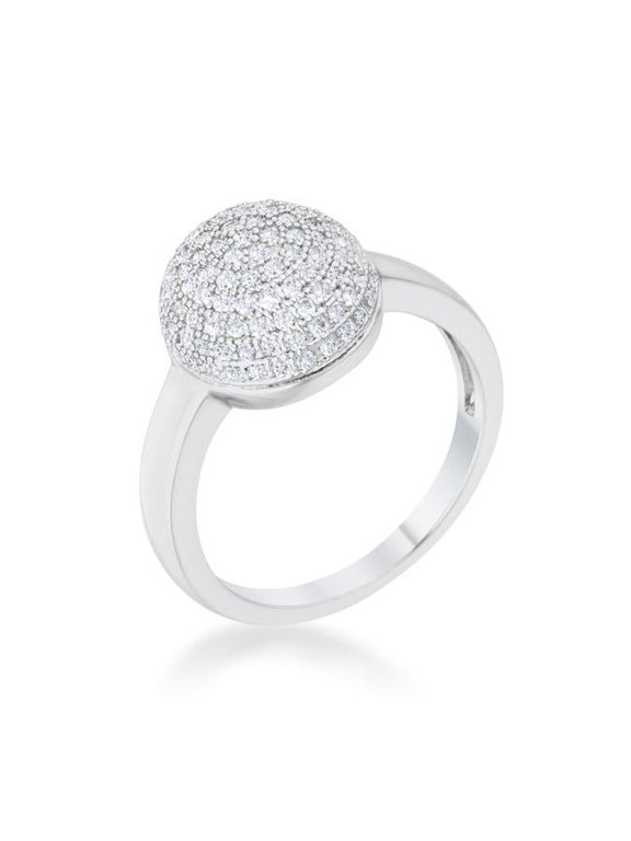Jgoodin Womens Brie 0.6 CT Cubic Zirconia Rhodium Contemporary Sphere Ring - Size 6