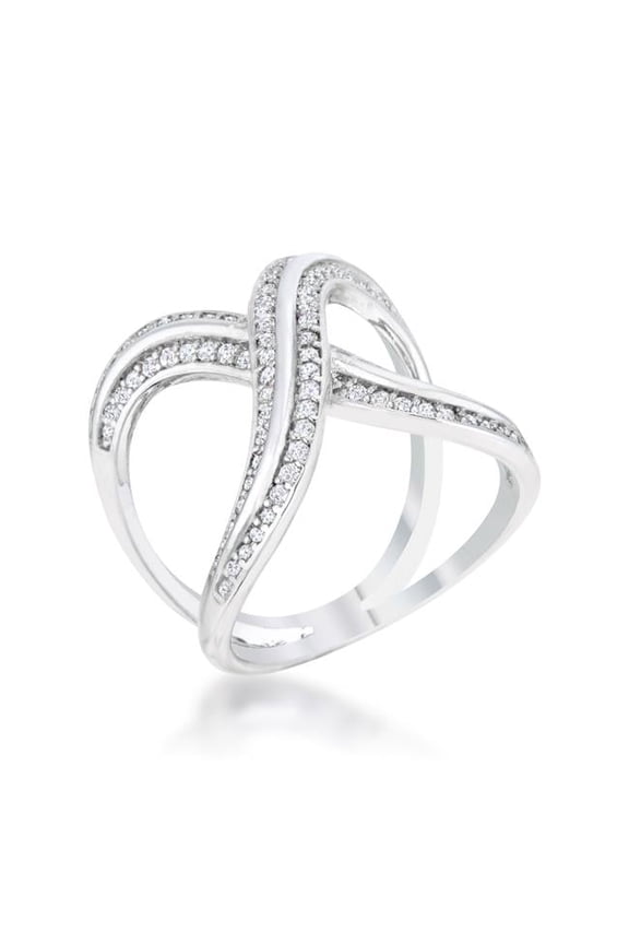 Jgoodin Womens Christa 0.4 CT Cubic Zirconia Rhodium Pave X Ring - Size 5