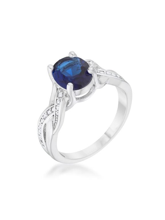 Jgoodin Womens Justine 2 CT Sapphire Cubic Zirconia Rhodium Classic Oval Ring - Size 10