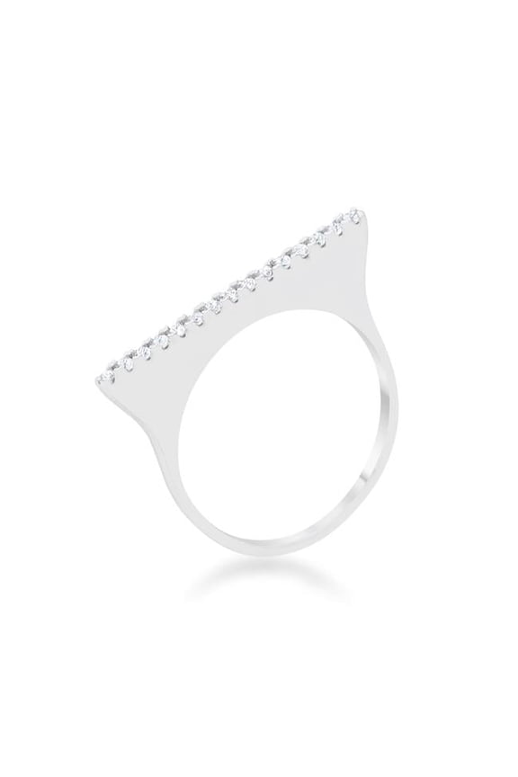 Jgoodin Womens Karolina 0.2 CT Cubic Zirconia Rhodium Contemporary Simple Ring - Size 7