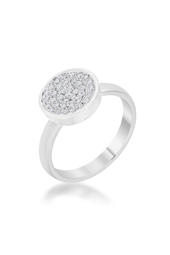 Jgoodin Womens Krystal 0.2 CT Cubic Zirconia Rhodium Pave Circle Ring - Size 7