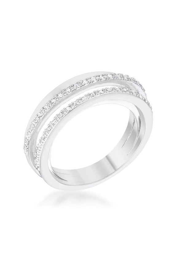 Jgoodin  Womens Laurie 0.2 CT Cubic Zirconia Rhodium Contemporary Trio Band Ring - Size 7