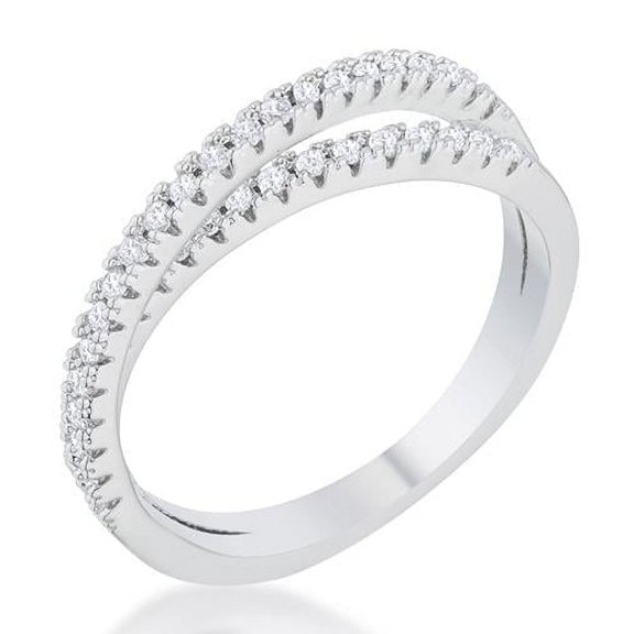 Jgoodin Womens Mara 0.4 CT Cubic Zirconia Rhodium Intertwined Simple Ring - Size 10