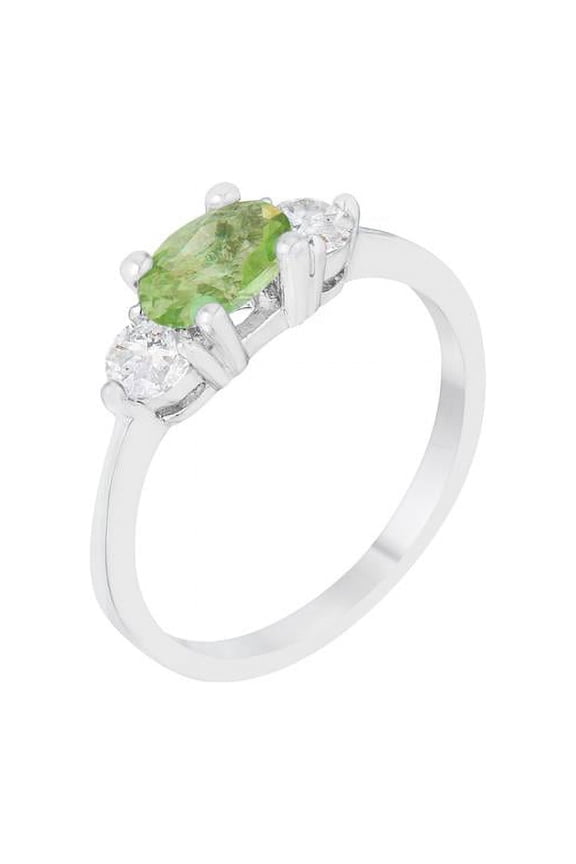 Jgoodin Womens Miranna 1.2 CT Peridot Cubic Zirconia Rhodium Classic Oval Ring - Size 10